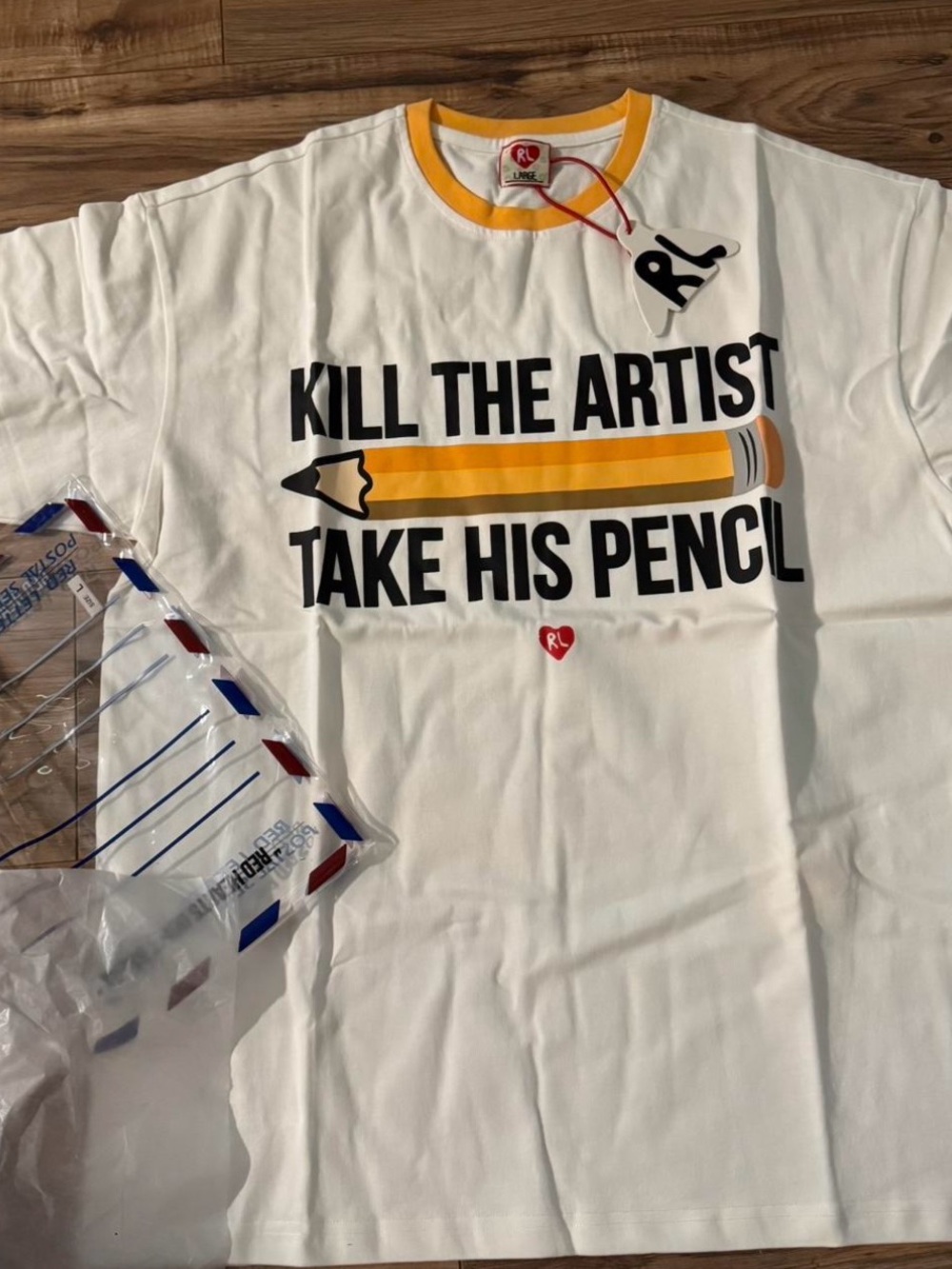 White & Yellow Graphic Short Sleeve Tee - Kill The Artist Design